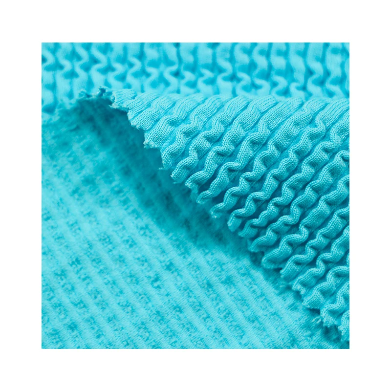 high quality nylon spandex bubble stitch stripe 4 ways stretch knitted weft fabric for swimwear skirt dress