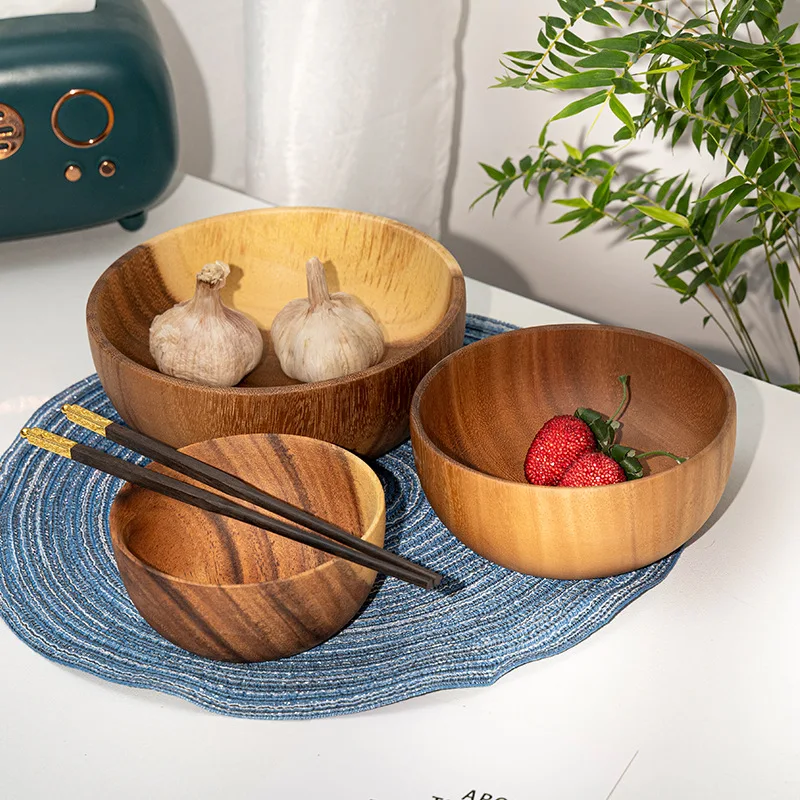 Wholesale Natural Indonesia Acacia Wooden Bowl And Spoon Set For Home Hotel And Restaurant High Quality Coconut Bowl