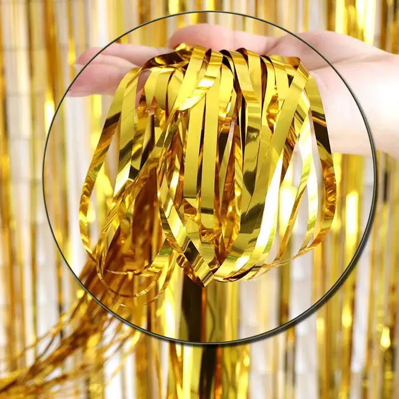Foil Fringe Curtains Tinsel Curtain Party Photo Backdrop Birthday Party Baby Shower Graduation Decorations