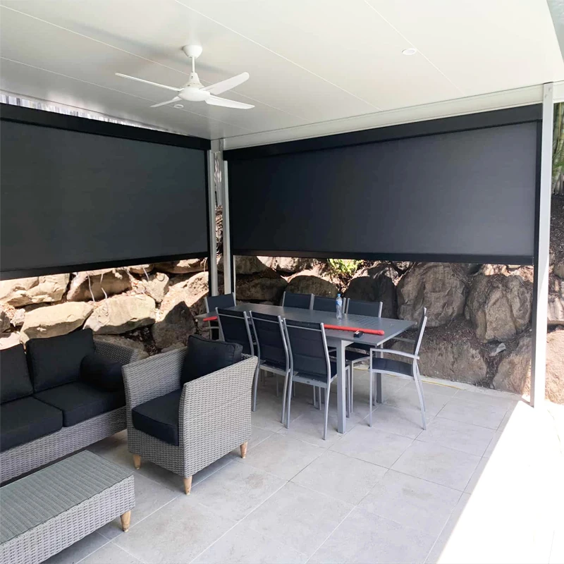 Waterproof Office Aluminum Window Shades Outdoor Motorized Sunscreen Roller Blinds