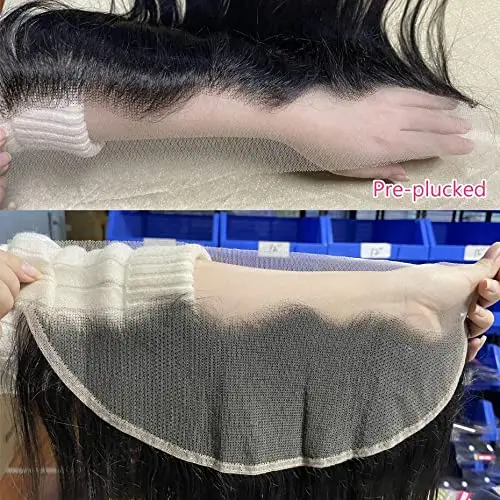 AMLHAIR brazilian hair natural color silky straight pre plucked baby hair line 13x4 13x6 HD swiss lace closure frontal