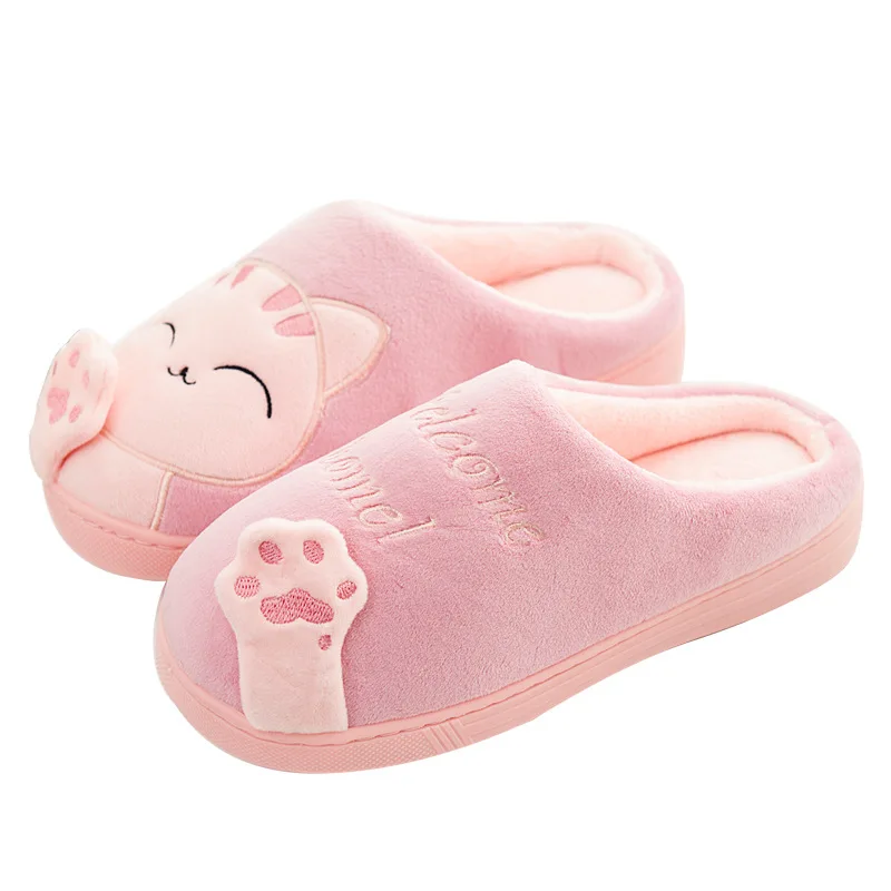 Dropshipping Women Winter Home Slippers Cartoon Cat Shoes Soft Warm House Slippers Indoor Bedroom Slippers Couples upgrade