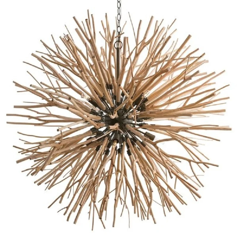 bohemian wood creative Chandelier Dining room Bar Kitchen Decoration boho Creative led vintage nordic antique wood hotel lamps