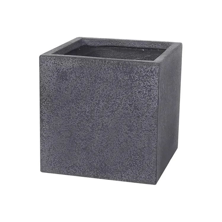 Different Size square Glazed Fiber Planter Set for Garden Hotel Concrete Cement Flower Pot Small Big Design Desktop Floor