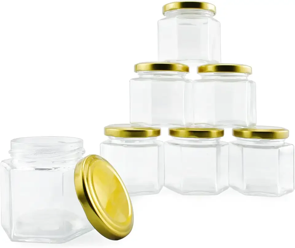 Wooden Dipper and Cork Lid Covered Clear Honey Pot Glass Jar for Home Kitchen Use