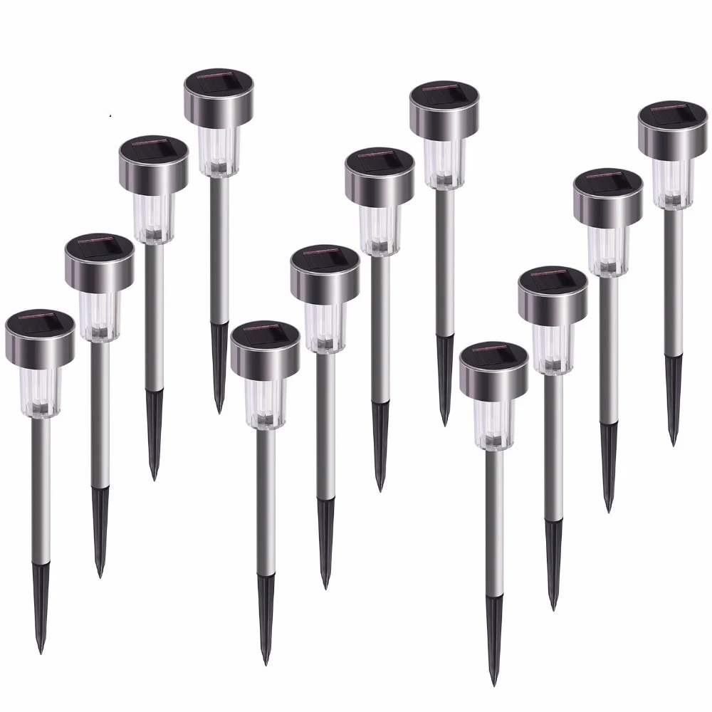Outdoor Garden Waterproof Led Landscape Lighting Stainless Steel Solar Powered Lights For Pathway Walkway Patio Yard Lawn