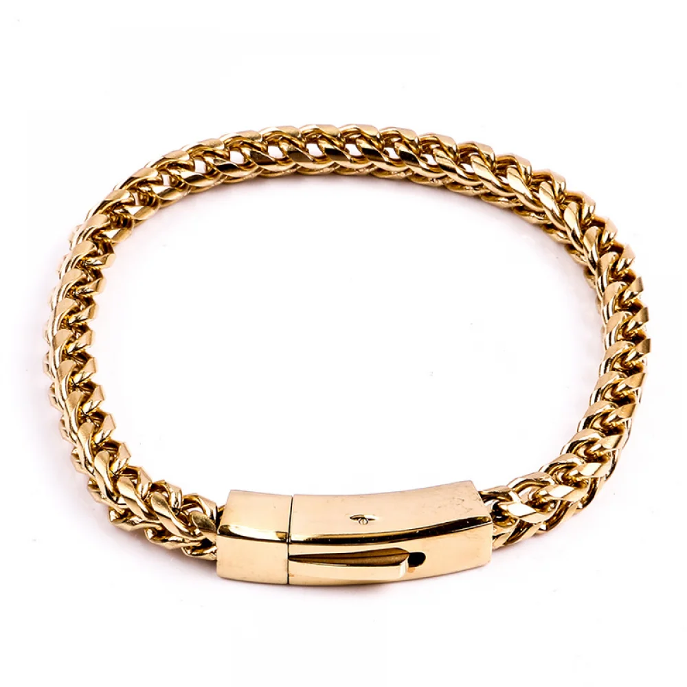 Wholesale New Trend Open Buckle Round Keel Chain Stainless Steel Men Bijou Bracelet Homme