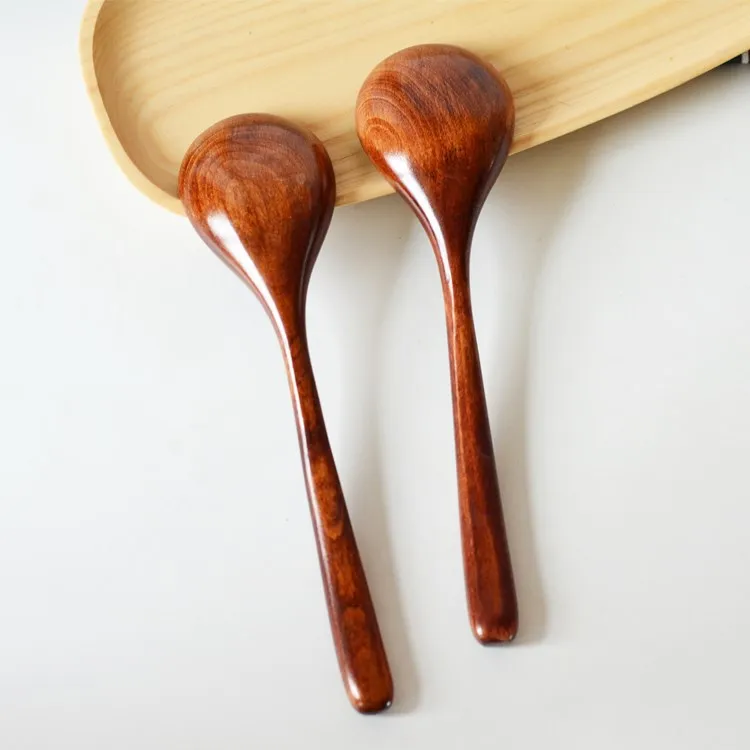 Factory Wholesale High Quality Kitchen Long Handle Wooden Spoon Edible Soup Spoon Customizable Logo Eco Friendly Wooden Spoon