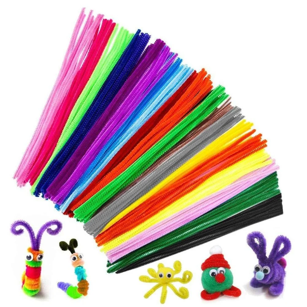 Assorted 24 Colors 100pcs Chenille Stems Pipe Cleaners Fuzzy Sticks 6 mm x 30cm for DIY Art Crafts Decorations  Supplies
