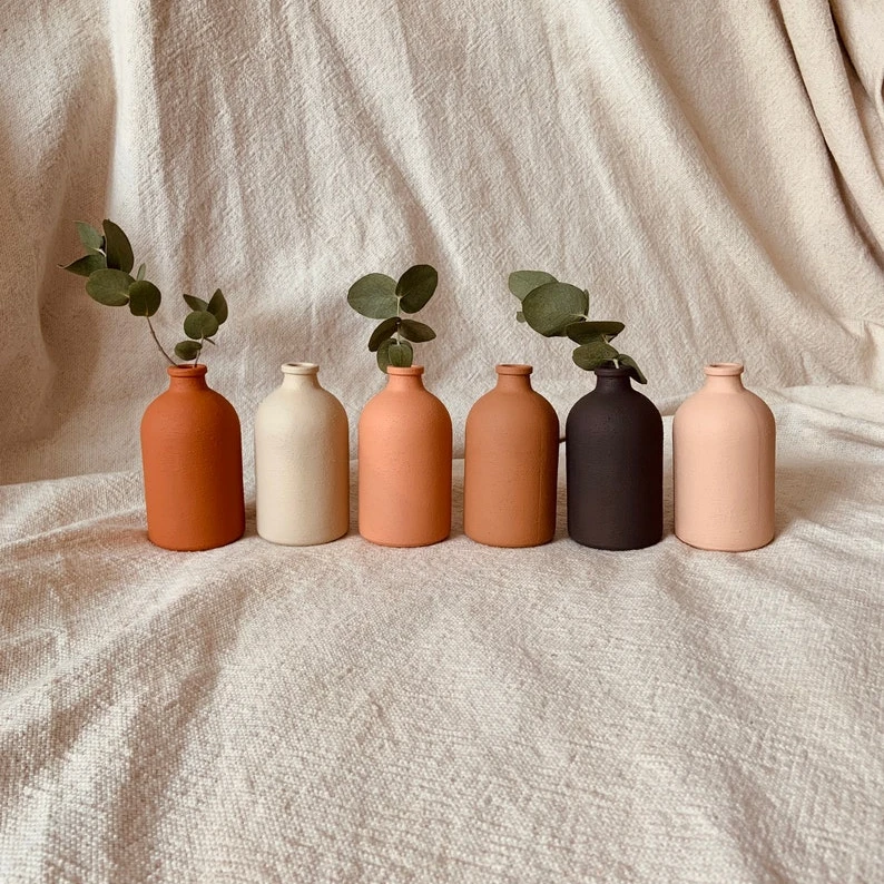 Uobobo Boho Matte Textured Mini Stubby Vase For Dried Flowers 9 Colours Available  Faux Terracotta Dried Flower Vase