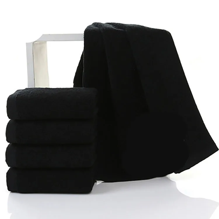 Черное полотенце для волос из микрофибры с логотипом на заказ