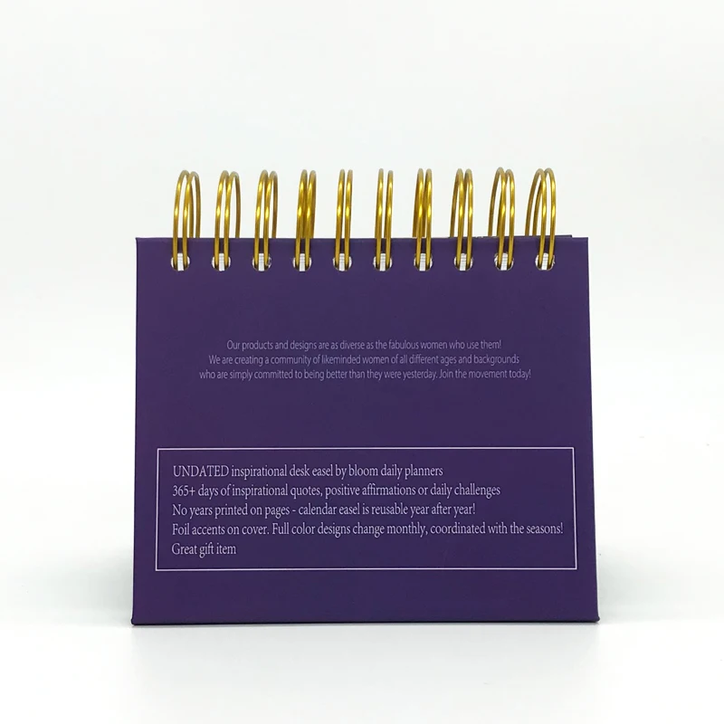 Flip Purple Desk Calendar A5 Desk Calendar Stand Blank Desk Calendar Stand