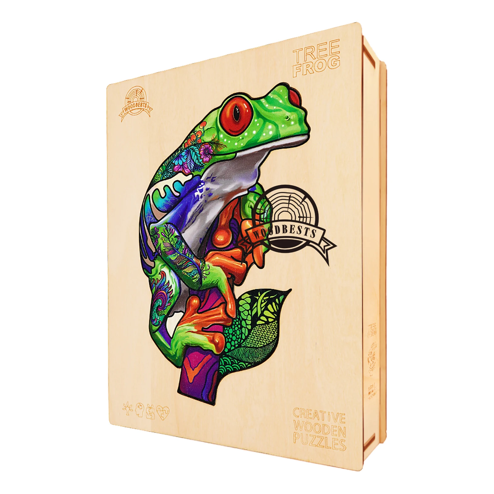 Uniquely Shaped Pieces Animal Shaped Wooden Puzzle Tree Frog Wooden Puzzle with Perfect Edge-matching
