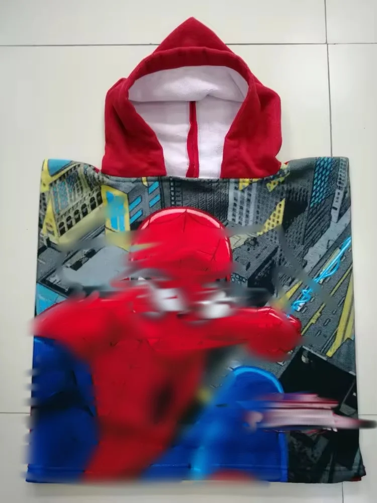 100% cotton full color printed kids hooded bath towel