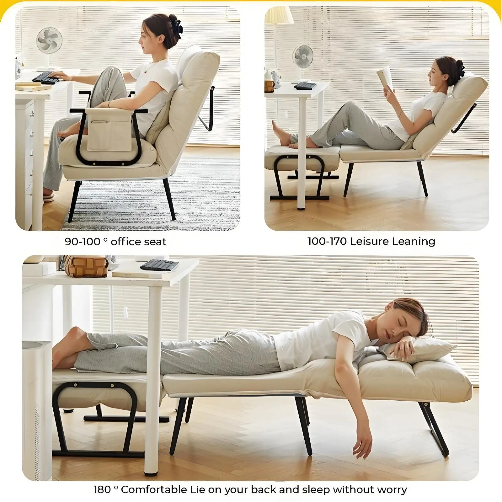 Home office lunch break, can sit or lie down, leisure backrest sofa, folding lounge chair