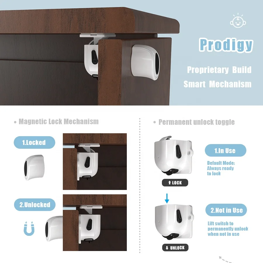 Probebi DC004 Baby Proofing Cabinet Drawer Sliding Door Guard Magnetic Child Lock