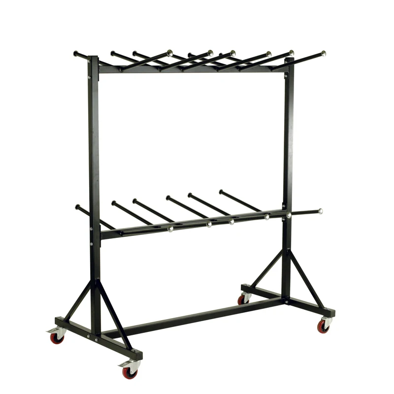 Factory ODM Carbon Steel Storage Stacking Warehouse Hotel Trolley Cart OEM Wedding Banquet Folding Chair Cart Trolley Dolly