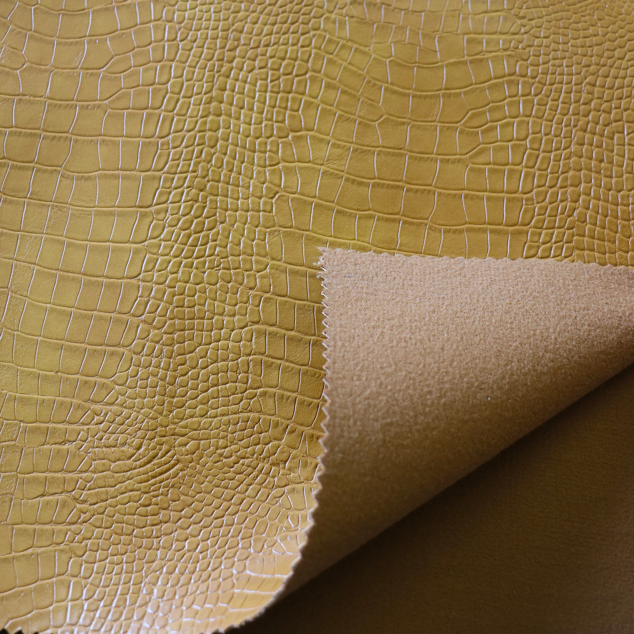 Crocodile Grain PU Synthetic Leather Crocodile Synthetic Embossed Aritificial  Leather for Bags Sofa Chairs or shoes