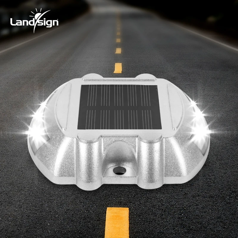 Solar Driveway Light Outdoor Waterproof Aluminum LED Base Lighting Warning Road Sign Applicable to Road Boat and Flat Feet Yard