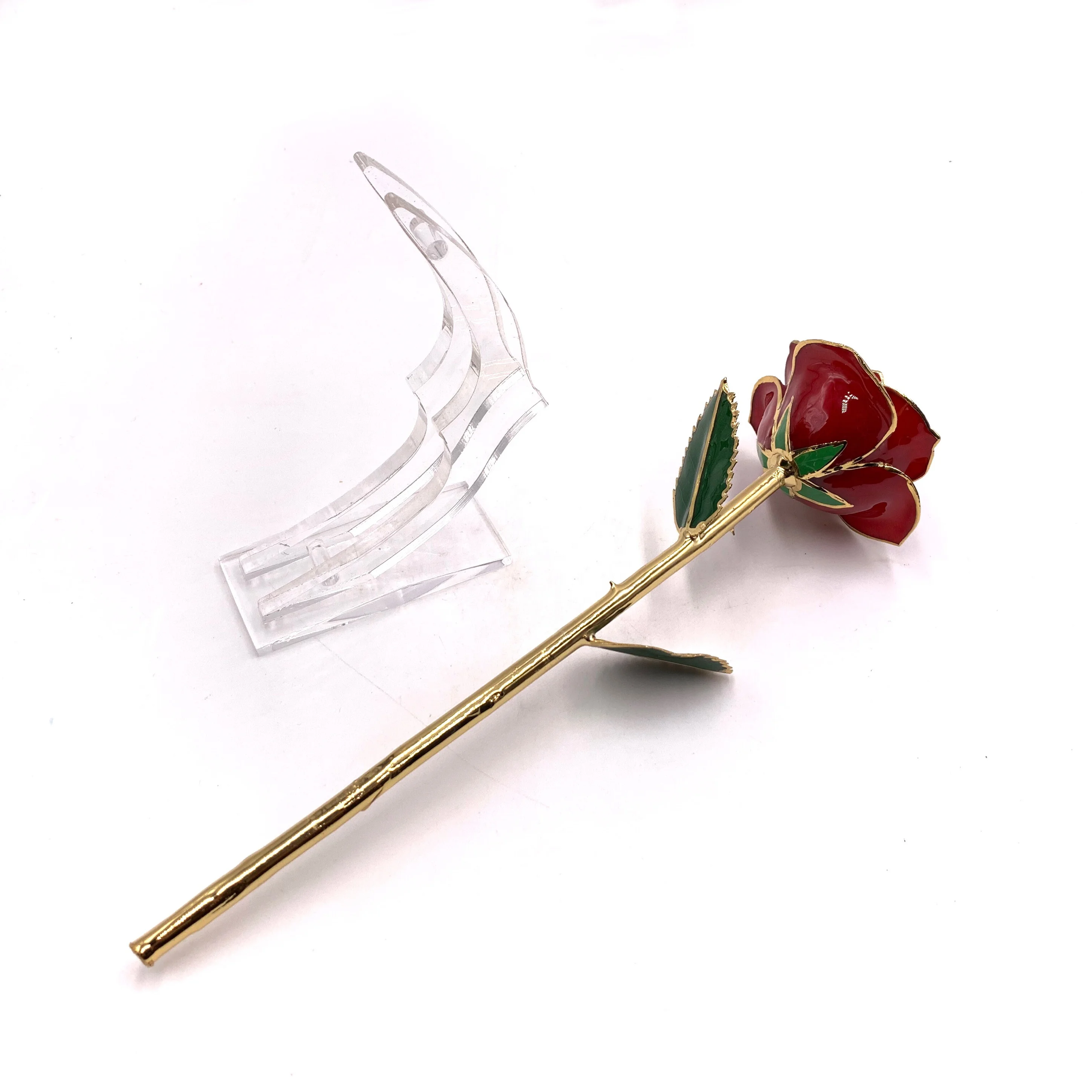  Удивительный внешний вид с покрытыем цвета чистого 24 каратного золота роскошный одного розового сохранены в цветочек для детей подарок