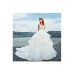 Luxury CrystalManufacturer Long Tail Ball Gown Turkey Istanbul Women Fashion Lace Simple Element wedding dress