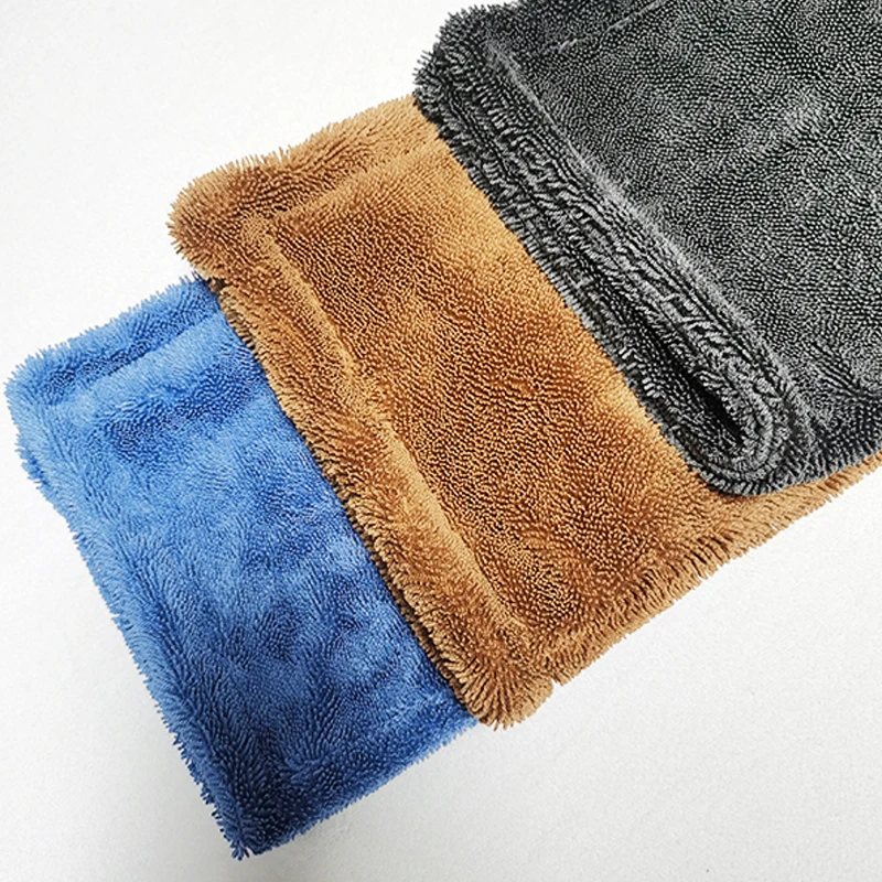 50*80 Cm Microfiber Twisted Drying Towel Double Side 1400 Gsm Car Washing Towel