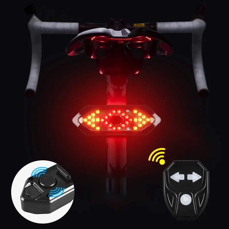 
Remote Control Direction Indicator LED Rear Light With Horn New USB Lamp Cycling Taillight Bike Bicycle Turn Signal Light 