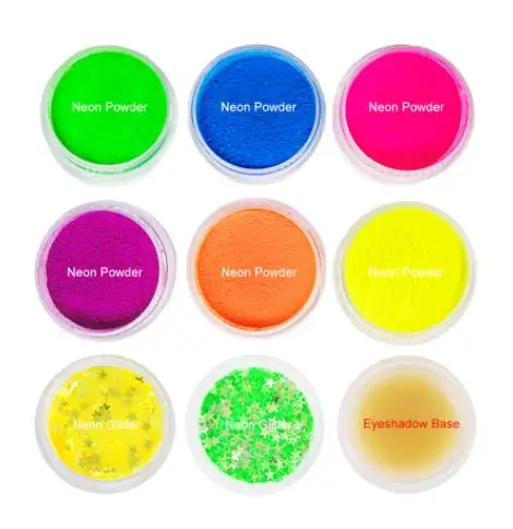 Neon Powder Pigments Eyeshadow Palette Bright Eye Shadow Palette Fluorescent Matte Mica Dye Luminous Colorant Body Makeup Set