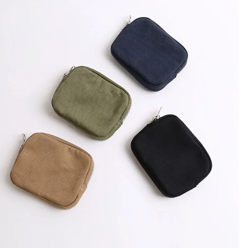 Custom Small Organic Cotton Canvas Jewelry Gift Packaging Mini Coin Purse  Wallet Zipper Pouch