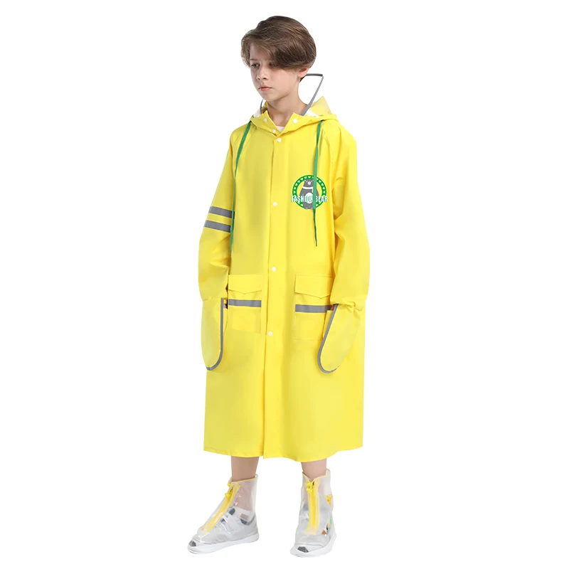 Kids Raincoat Waterproof Rain Poncho Clear Transparent Children kindergarten school Student Rainsuit Protective polyester pongee