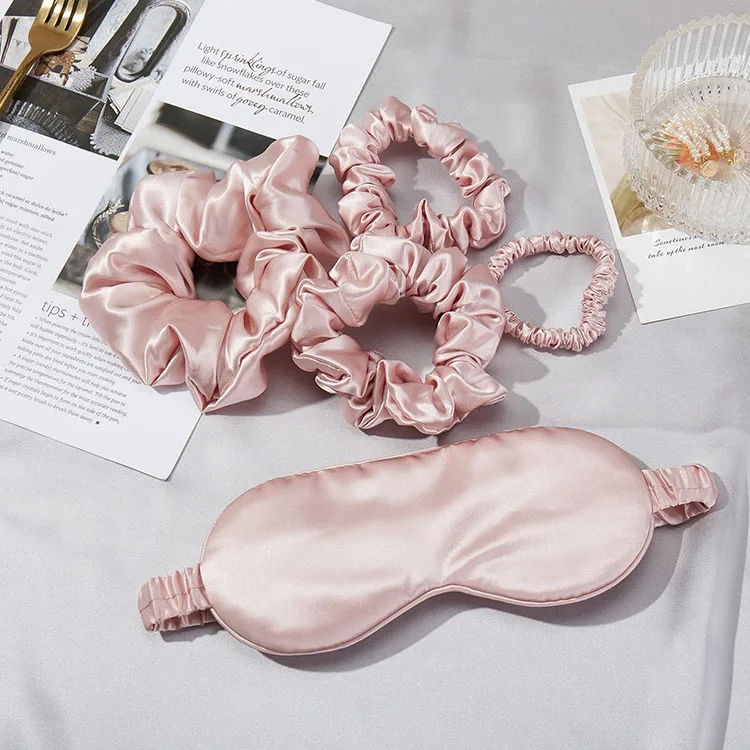 New Fashion Luxury 19MM  100% Pure Mulberry Silk Eye Mask And Scrunchie Silk Pillow Case