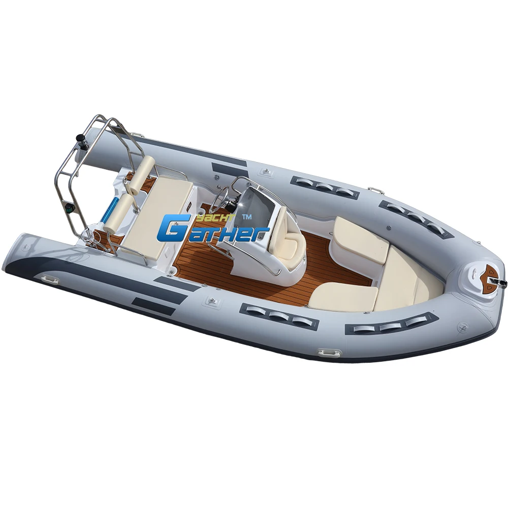Europe 17ft Fiberglass Hull Inflatable Boat RIB520E Hypalon 8 Capacity With console,front sundeck,EVA floor and ss bar for sale