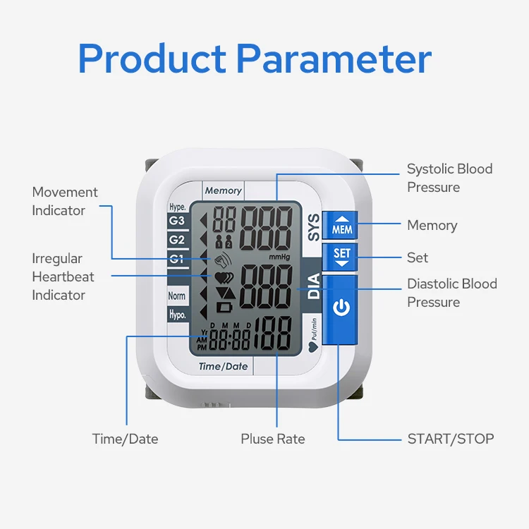 TRANSTEK Mini Compact Design Digital Wrist Sphygmomanometer Blood Pressure Meter Portable Wrist BP Monitor