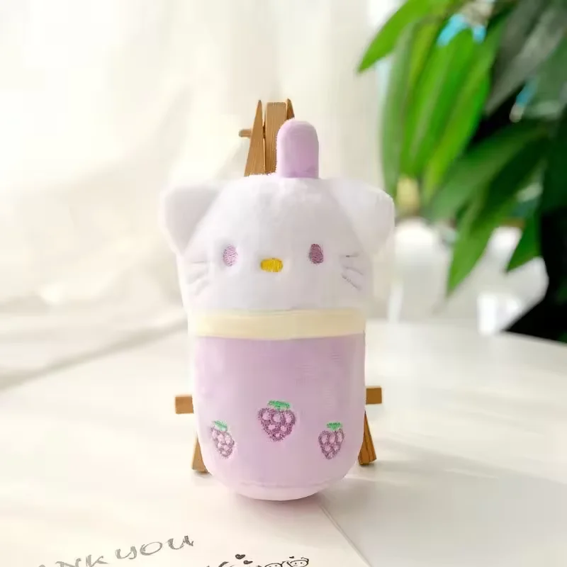 Super  My Melody Cinnamoroll  Plush Toys Unisex Bubble Tea Keychains PP Cotton Filling Lovely Cartoon Keyring