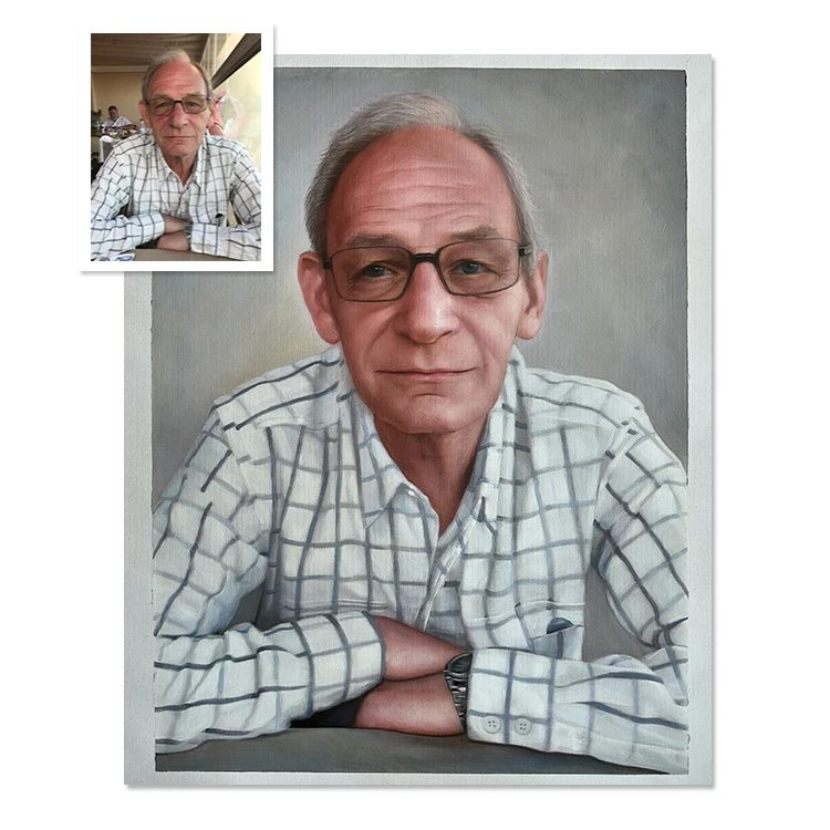 High Quality Hand Painted Realistic Photo Custom Art Man Self Portrait & Figure Painting