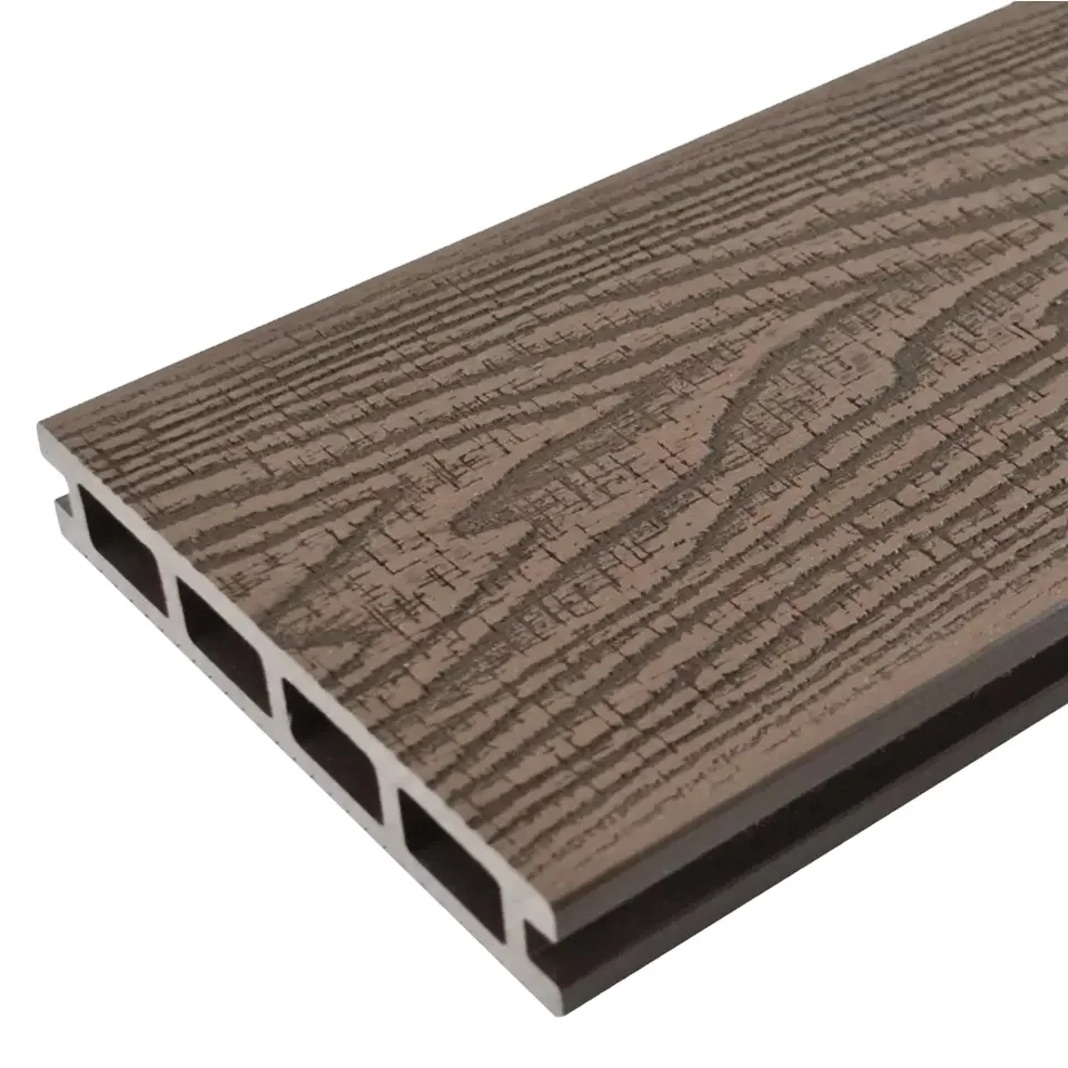 2024 New Design K140-24A WPC Hollow Decking Top Supplier Modern 3D Embossed Engineered Wood Facade Flooring Wholesale
