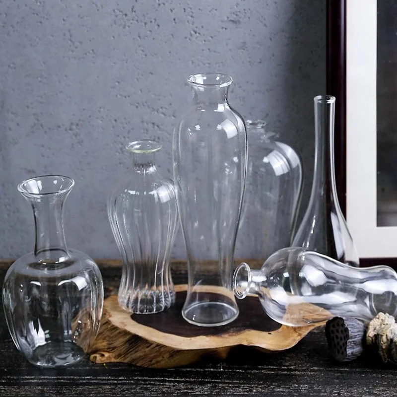 Bud Glass vase nordic for flowers wedding small Flower clear Vases  For modern home  Decoration  cylinder Glass