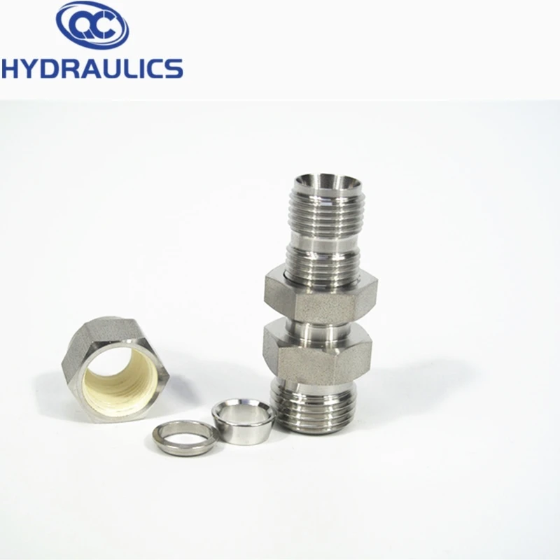 swagelok Straight Adapter Connect with Double Ferrules bulkhead tube fitting