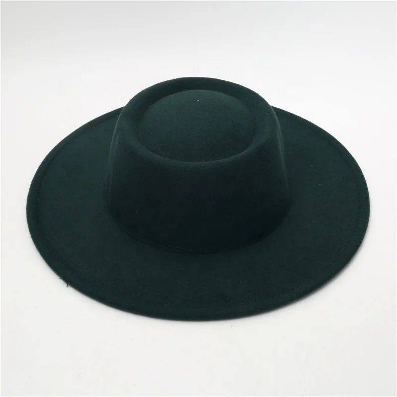 2022 New Fashion Simple Plain Ring Top Women Thermal Hat Stylish Flat Brim Wool Felt Fedora