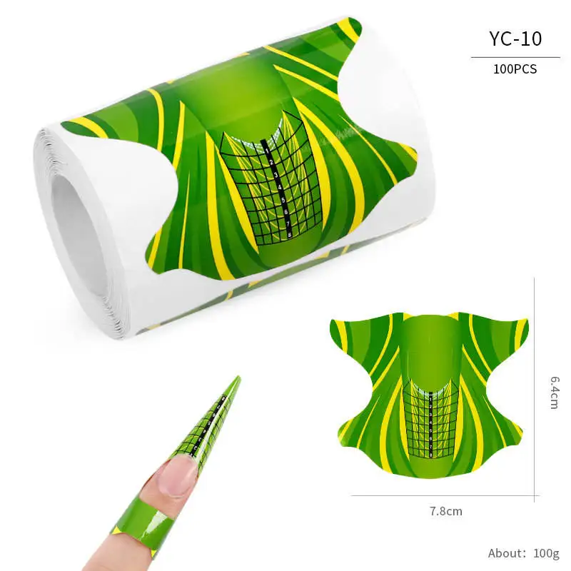 Customizable Paper Nail Form Roll Extension 500 Pcs Nail Gel Tip Forms Paper PVC Sticker Acrylic UV Gel Nail Extension