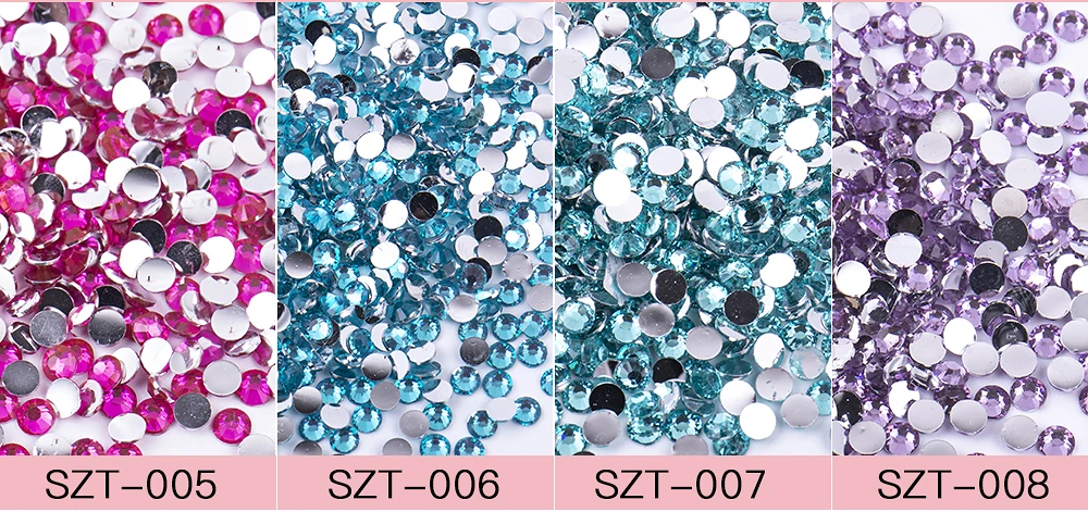 Mixed Colours Crystal Rhinestones Set Nail Craft Designs Flat Back Bulk Crystal Gemstone Beads Nail Rhinestones