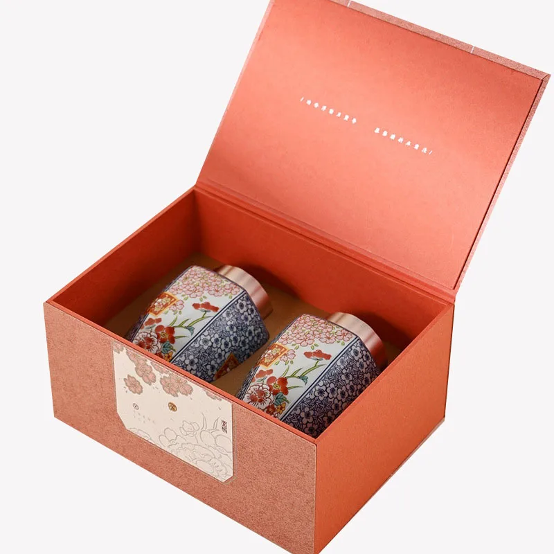 Wholesale Tea Gift set Packaging Coffee Cup Scented Candle Honey Magnetic Flip Open Gift Box with Logo