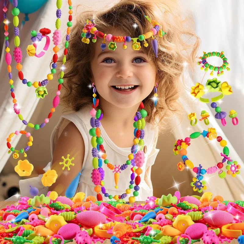 Diy Popular Toddler Jewelry Making Toys Handmade Pop Beads Kit that Stimulates Creativity Educational Toy for Girls