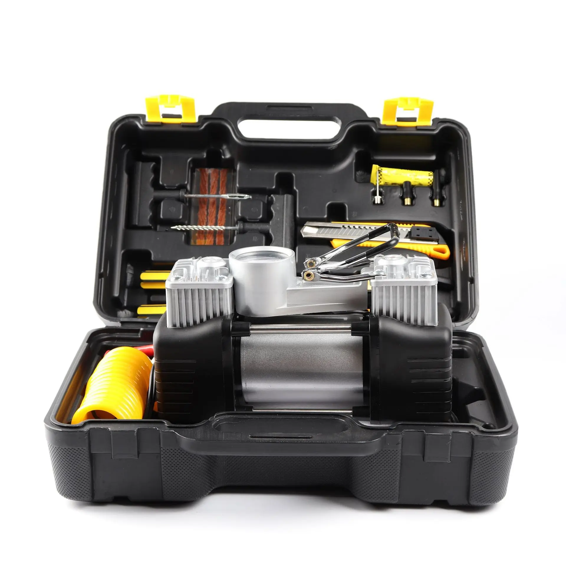 Portable Mini Air Double Cylinder Compressor Tool Assembly Box With 150PSI 12V Car Tyre Tire Inflator Pump