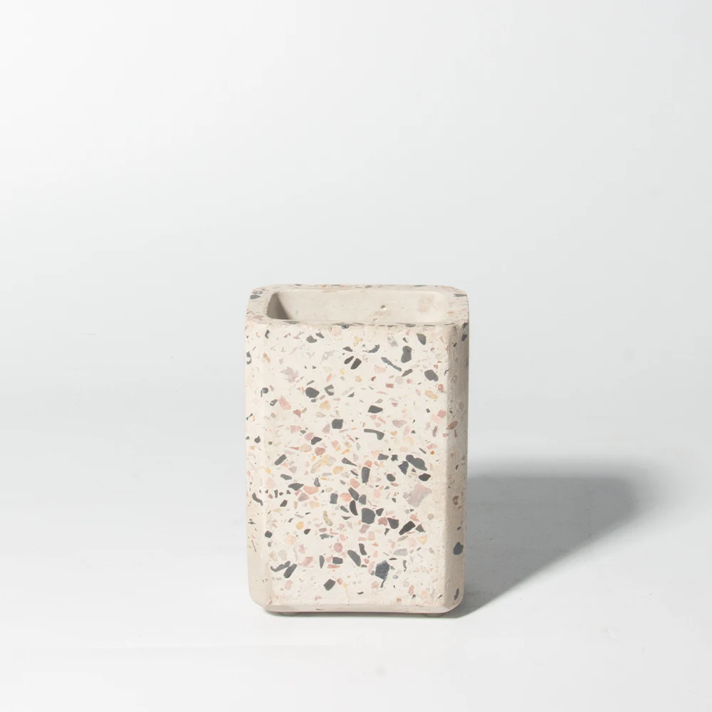 Terrazzo concrete 4-Pieces toilet decoration Bathroom Accessories Set cement home Bathroom Set with soap dispenser tray