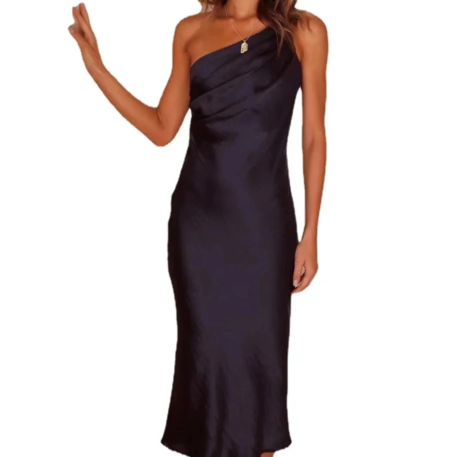 2024 Europe and the United States fashion spring and summer new back lace-up slim-fit urban leisure mid-length dress