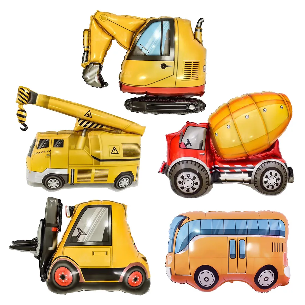 Engineering Fleet Vehicle Custom Shape Helium Foil Balloons Crane Excavator Series