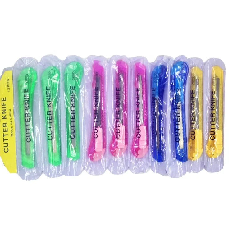 Оптовая продажа, рекламные Заводские принадлежности, канцелярский нож, пластиковая ручка, скользящий выдвижной нож