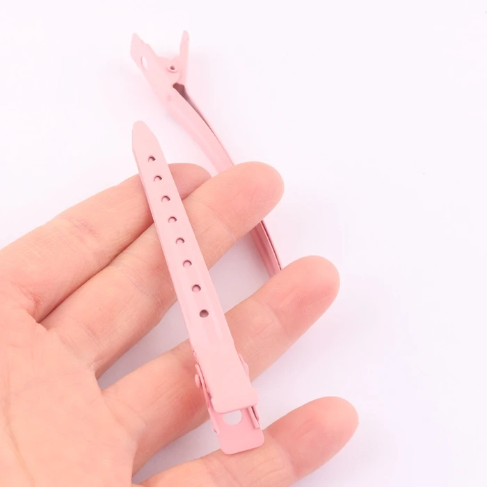 Модная металлическая заколка-крокодил розового цвета с отверстиями для волос, аксессуары для волос, Оптовая продажа