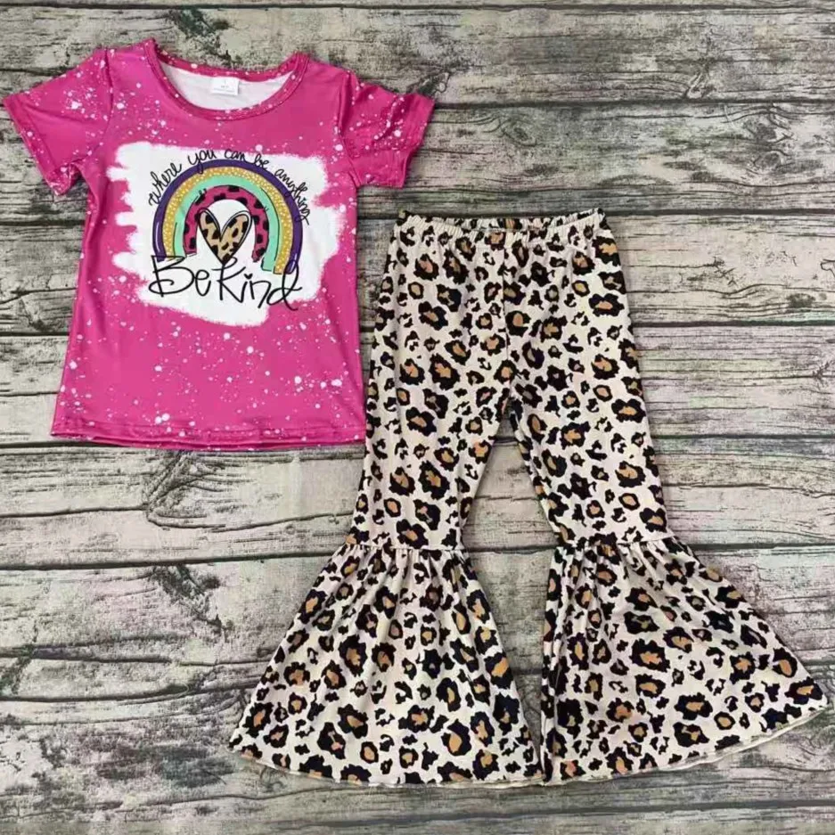 RTS Rainbow set baby little girls boutique outfits clothing sets kids toddler fashion clothes children wholesale design clothing
